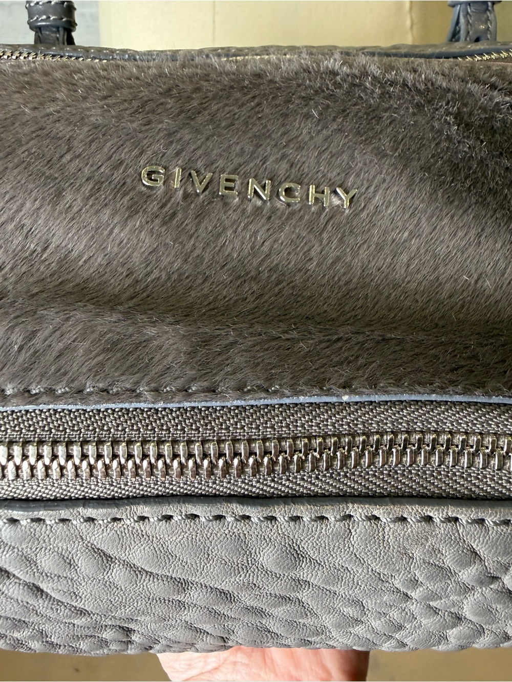 Givenchy Gray Pony & Pebbled Leather Crossbody Pandora - Picture 13 of 16